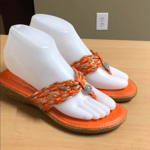 Italian comfort Sandal orange Tan Straw